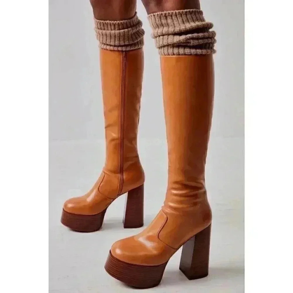 Free People x Jeffrey Campbell Timewarp Platform Heeled Knee High Boot Size 9.5
